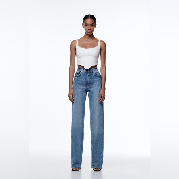 Zara topstitched corset top, oyster white, size small - Picture 5 of 6